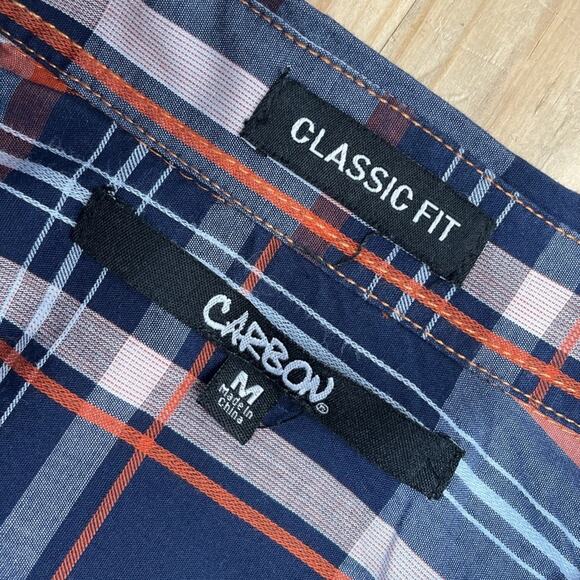 Carbon Mens Shirt Button Down Long Sleeve Plaid Classic Fit Size Medium - Picture 6 of 7